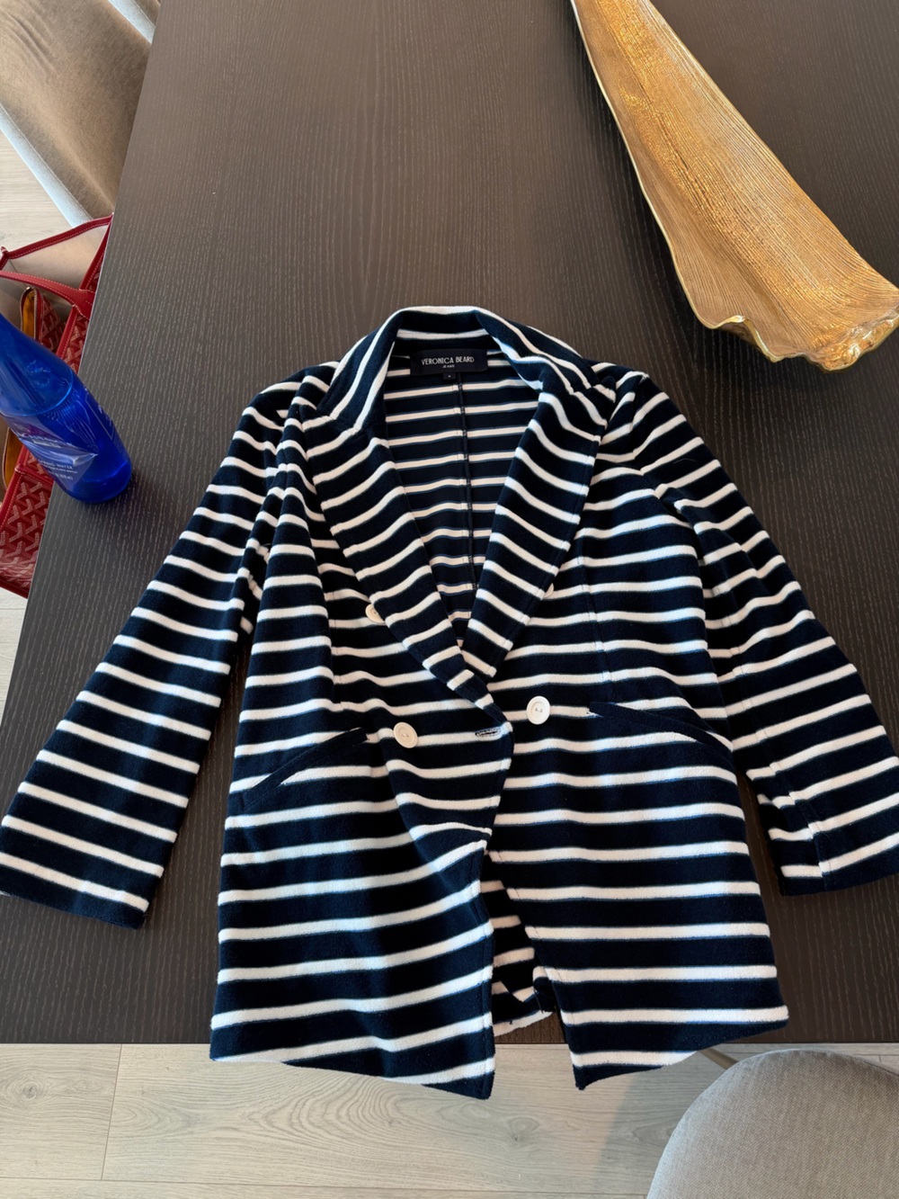 Veronica Beard Navy and White Striped terry cloth Blazer never worn
